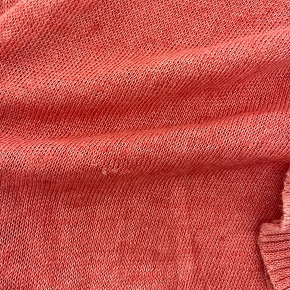 Eileen Fisher Pink Coral 100% Linen Cardigan Sweater Lightweight Knit - Picture 3 of 6